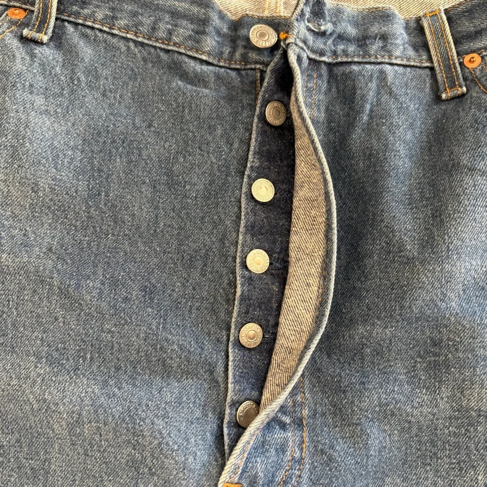 VTG 90s Levis 501 STF Jeans Mens 46x32 Made in USA Blue Straight Leg Button Fly
